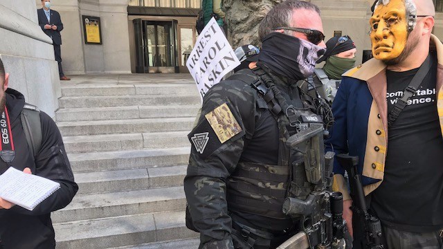 Here is a closer look at the various Kryptek kits worn by the "Iron City Civil Defense Unit" a small, extremely organized, militia group out of Pittsburgh, PA who has adopted Norse iconography recently coopted by Neo-Nazi groups like Atomwaffen division.
