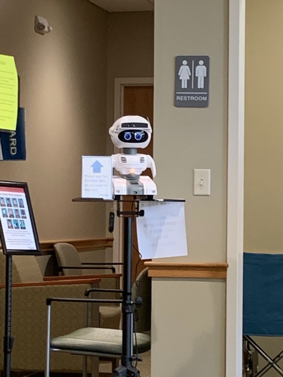 tfhakala's tweet photo. @MistyRobotics Misty asked me the COVID-19 questions and took my temperature at my doctor’s office today. https://t.co/wLZcIRUbv8