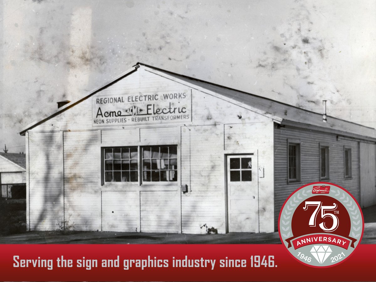 SpandexUS's tweet photo. Regional Supply began as a small electric motor repair shop in SLC, Utah.  Founded by Art Mendenhall in 1946, it was known as Regional Electric Works.  This picture is our original building in 1949.  A lot has changed in 75 years.
Serving the sign and graphics industry since 1946 https://t.co/eBe76o0xo3