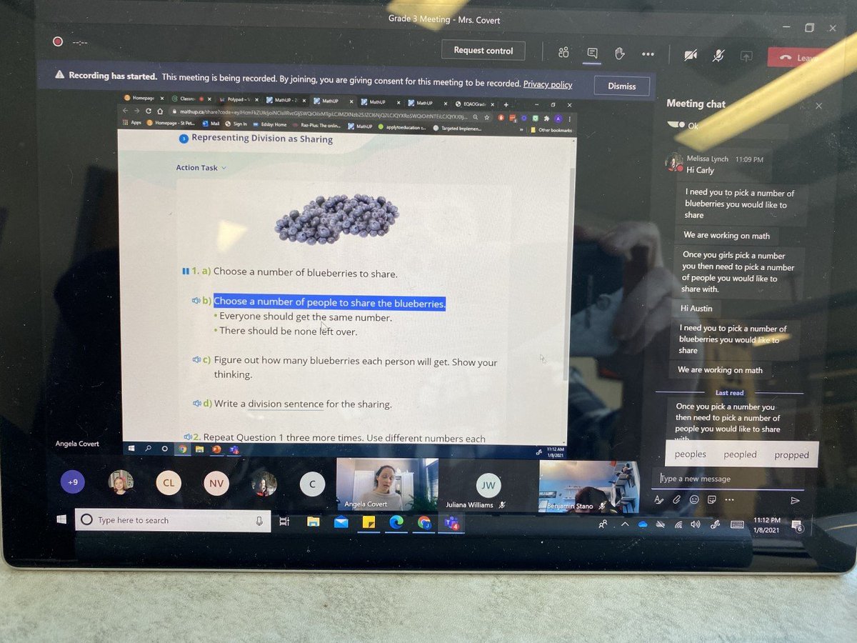 St_Peter_CES's tweet photo. So impressed with @MrsACovert grade 3 class #resilientlearners #expertteacher

My division question is 36 blueberries for 6 kids.  How many blueberries will each kid receive? https://t.co/FSvVaWsgnf