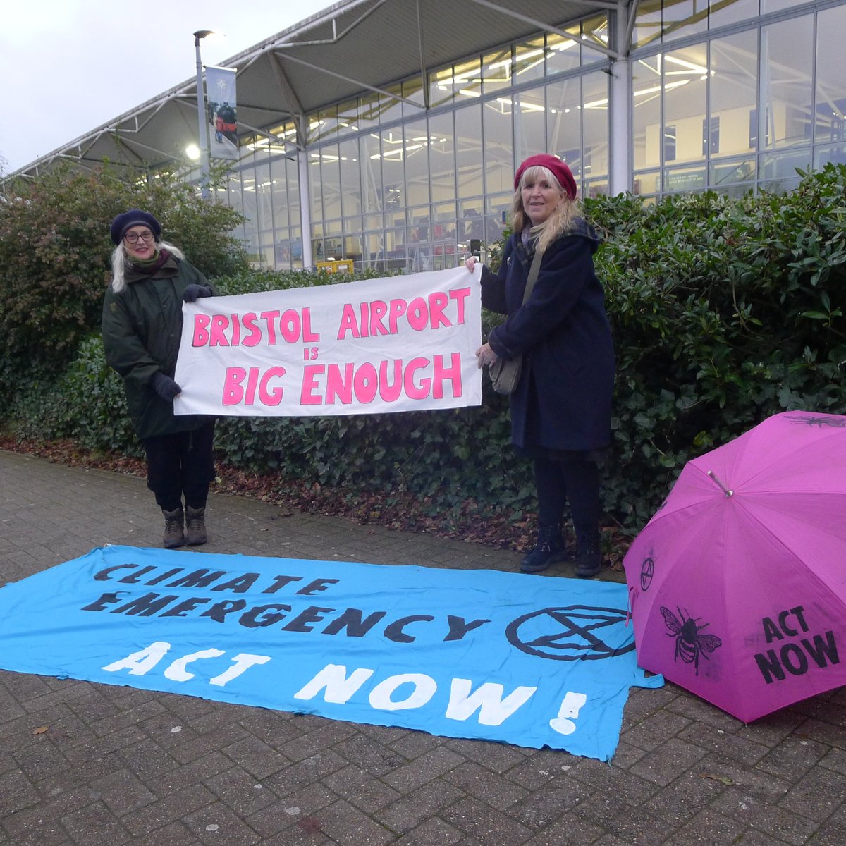 Pre-Xmas visit to <a href="/BristolAirport/">Bristol Airport</a>'s terminal to show off our new 'BIG ENOUGH' banner.  
It's all about the money because it's certainly not about the views of the local people.
#NoAirportExpansion #BAANcc #BristolAirportIsBigEnough #UnappealingAppeal #ClimateEmergency #WeSaidNo