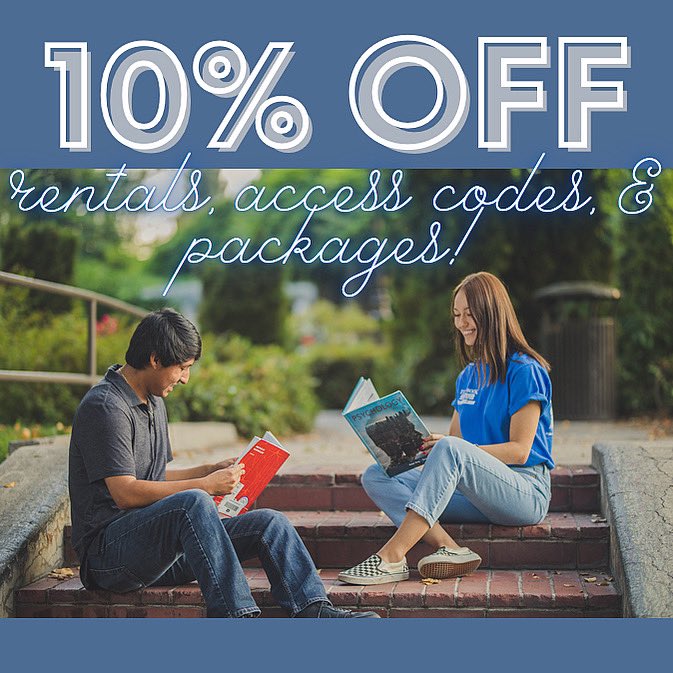 TBBUNR's tweet photo. Textbook Brokers is having a 10% off sale.10% off ..RENTALS, ACCESS CODES, PACKAGES and MERCH!
Order now at https://t.co/WhLPqA3zGx and choose FREE SHIPPING OVER $20 or IN STORE PICKUP!Can't shop online? Come in store! We're open 8am-6pm 1/8/21 - 1/10/21
#unr #packpride #savebig https://t.co/ZGmEY8IQGx