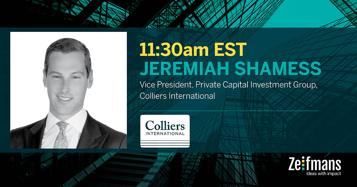 ZeifmansLLP's tweet image. Introducing @JShamess, Vice-President, at @collierscanada  who will be joining Zeifmans manager, Simon Benmergui, live on Instagram on January 14, for the final installment of our #NonResident Digital Series, #RealEstate Edition.
Register today: lnkd.in/g63CB4Y