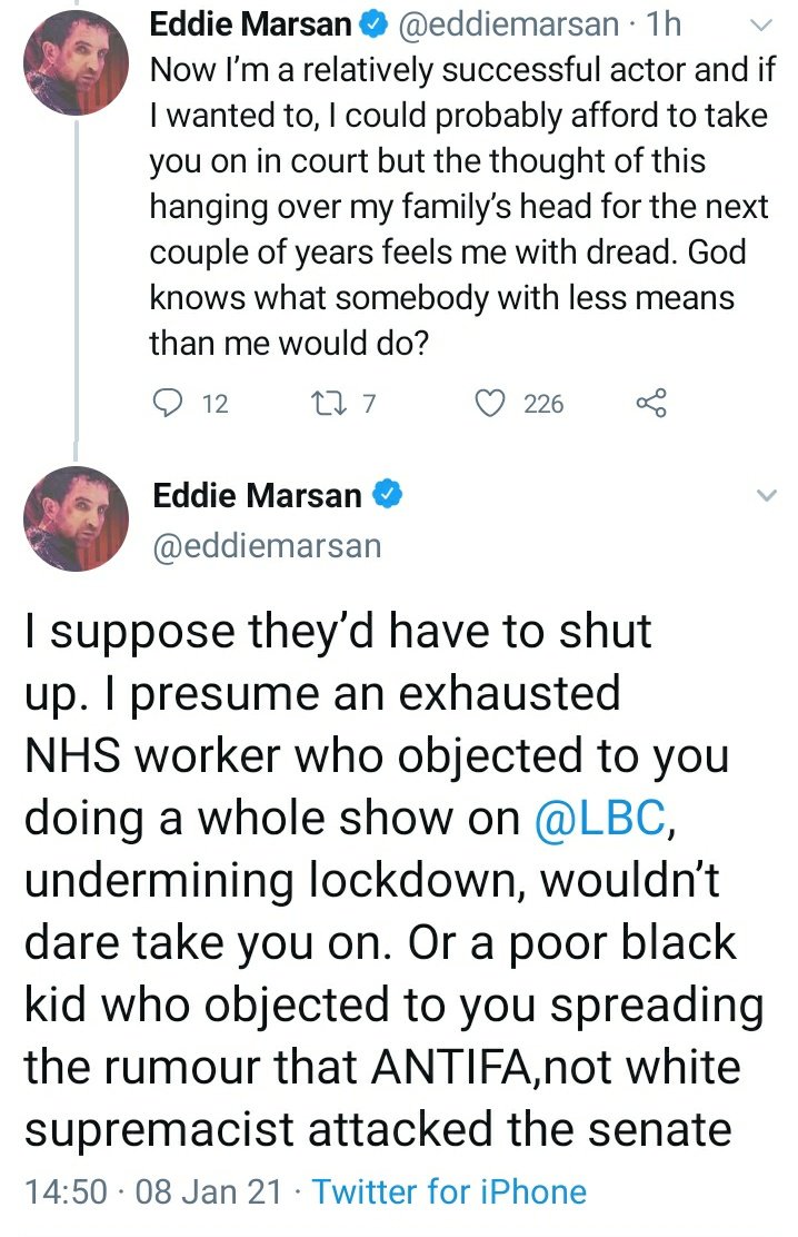 Here  @MaajidNawaz settles for an not very sincere apology from  @eddiemarsan who did not want the hassle of defending his entirely defensible observation that Maajid Nawaz was spreading conspiracy theories, which Marsden observes was clearly valid.