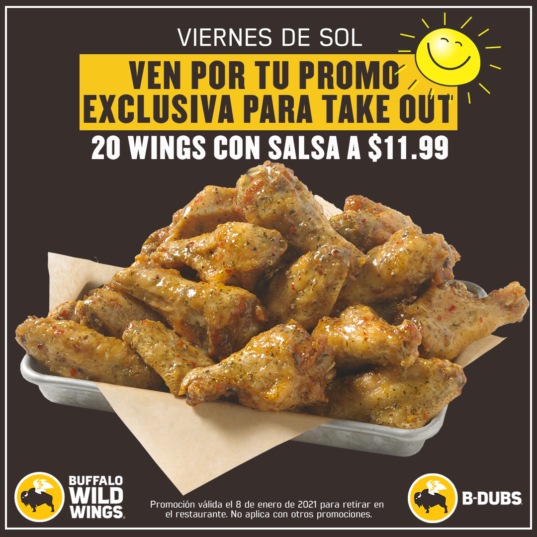 Disfruta tu verano, disfruta de 20 Wings con su salsa por $11.99 🍗🍗🍗⁣⁣⁣
Promoción exclusiva para Take Out⁣ este viernes 8 de enero de 2021
13 salsas para escoger. No incluye aderezos.⁣⁣⁣
⁣⁣
Para pedir esta promo debes llamar al 387-0202 y pasar a retirar tus wings.⁣