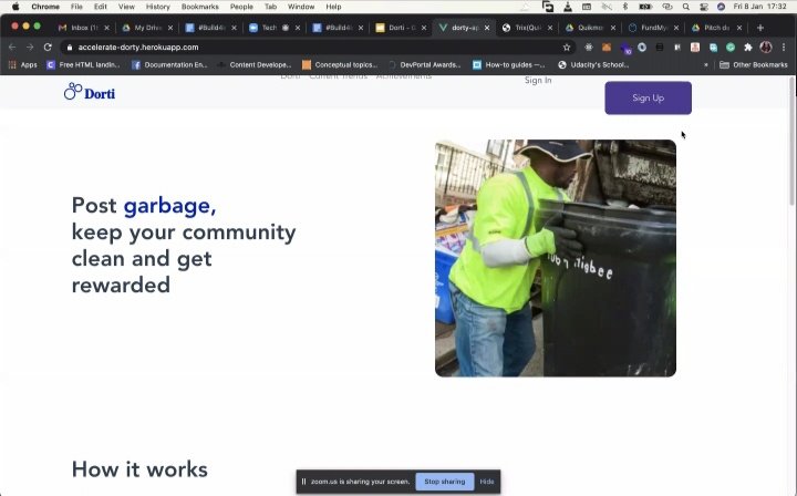 techrityorg's tweet photo. Team Dorti giving their pitch
Dorti provides a system where users can assist or take care of a garbage and get rewarded for it.
https://t.co/xtofpVVOSZ
.
.
.
#techrityB4SGHack2020
#sdgs
#techrity
#SDG9
#Build4InformalSector https://t.co/tSCEmYxaHc
