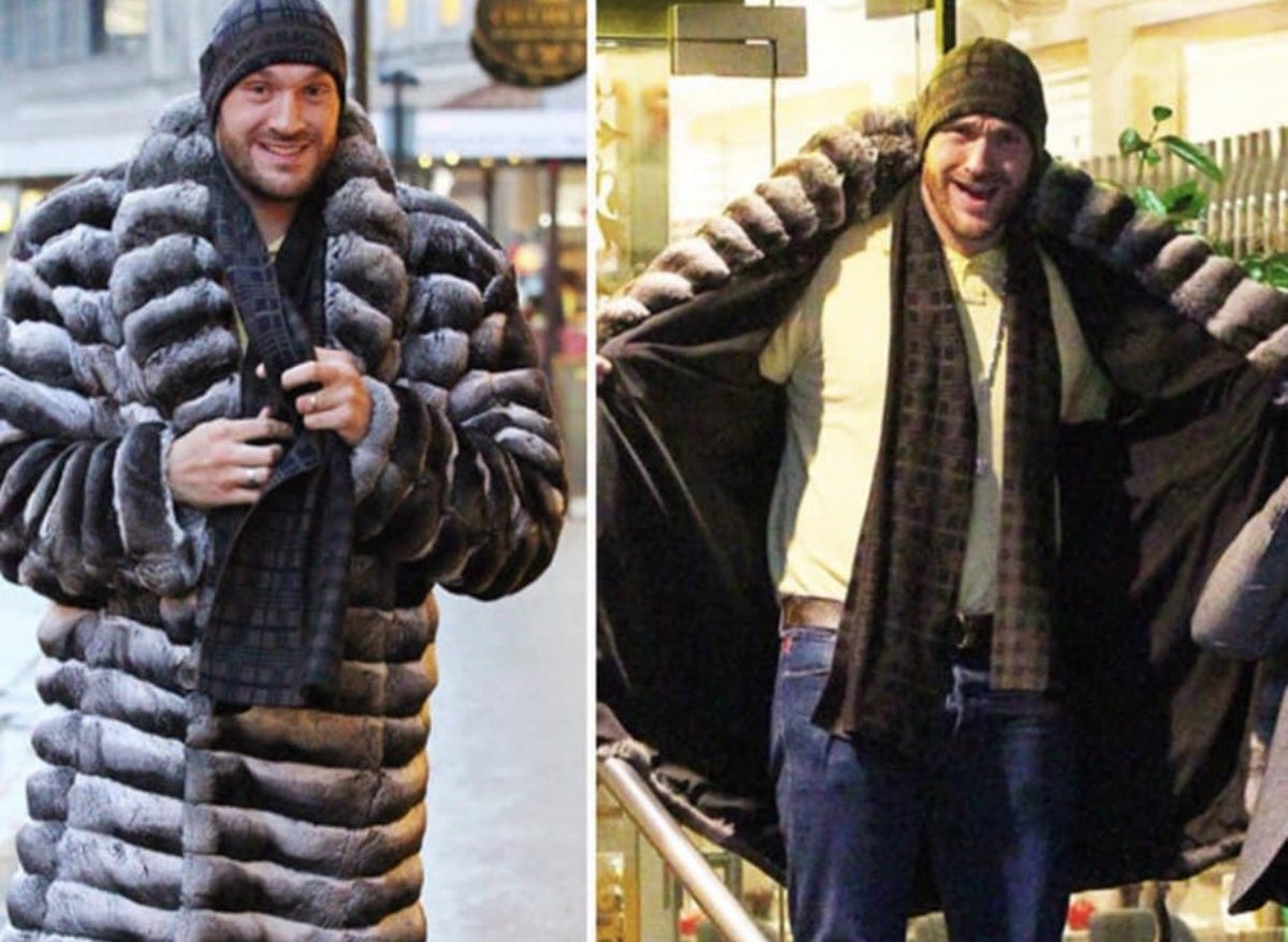 Rooossiiee's tweet photo. @Tyson_Fury Killing 200 innocent chinchillas just so you can have a coat? Absolutely disgusting. I hope AJ knocks you out. https://t.co/kY2MyX3gRa