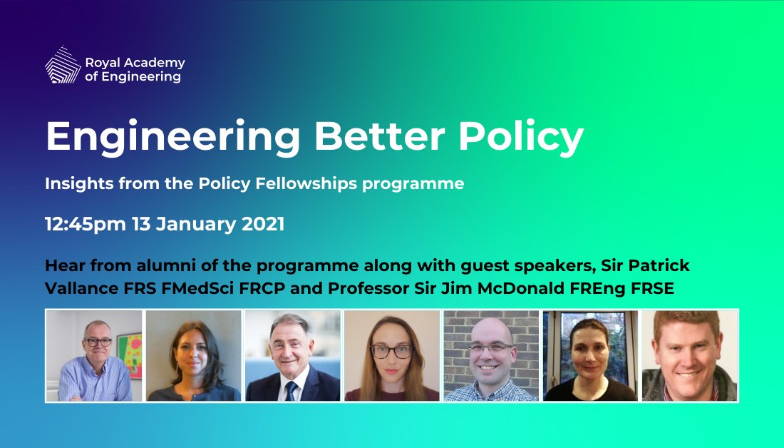 Register now for the upcoming launch event of the #PolicyFellowships report: Engineering Better Policy. Hear programme alumni and guest speakers discuss how to transform policy practice with engineering perspectives. 
Register now:  raeng.org.uk/events/events-…