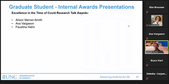 Pharmacoengineering & Mol Pharmaceutics (DPMP UNC) (@dpmp_unc) on Twitter photo Congrats to our outstanding graduate students @AMercerSmith and <a href="/AvaVargason/">Ava Vargason</a> for receiving awards for their Research talks as part of <a href="/UNCPharmacy/">UNC Pharmacy</a>'s Graduate Research Retreat. 👏👏🎉🎉 Congrats to our outstanding graduate students @AMercerSmith and <a href="/AvaVargason/">Ava Vargason</a> for receiving awards for their Research talks as part of <a href="/UNCPharmacy/">UNC Pharmacy</a>'s Graduate Research Retreat. 👏👏🎉🎉