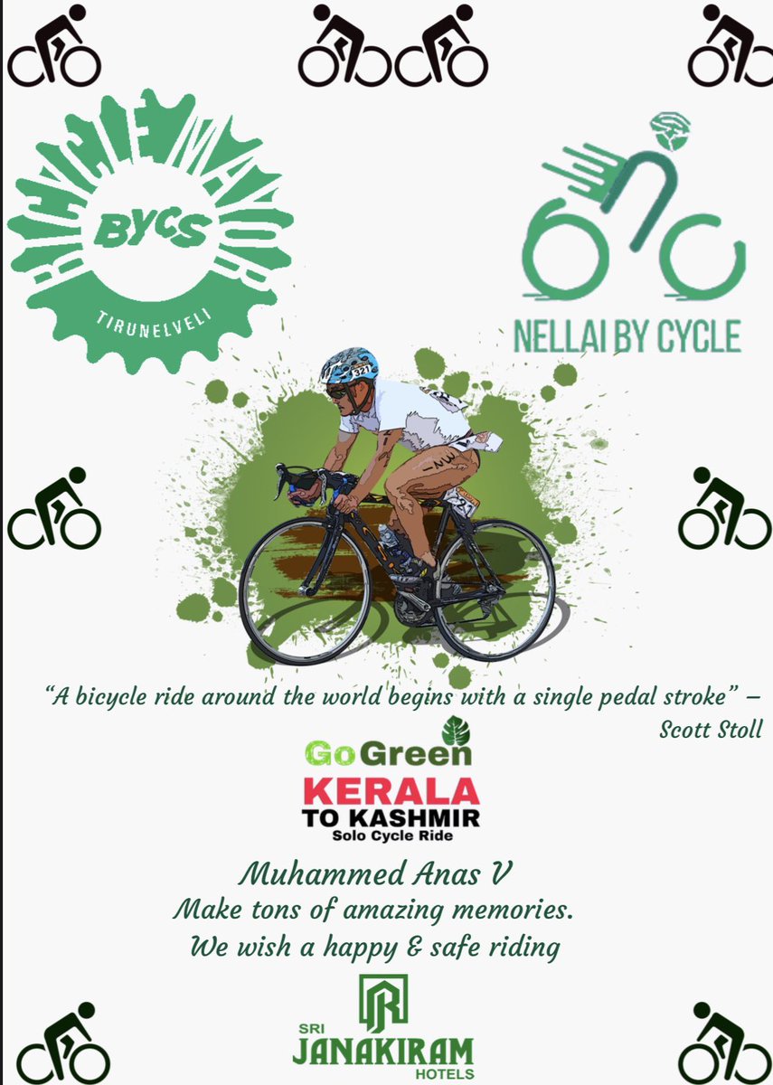 BmTirunelveli's tweet photo. Free spirited Mohammed Anas riding Kerala2Kashmir for a greener tomorrow #bicyclemayorprogram #bmtrivandrum #cycle4change #nellaibycycle https://t.co/JMRPCeCMUW