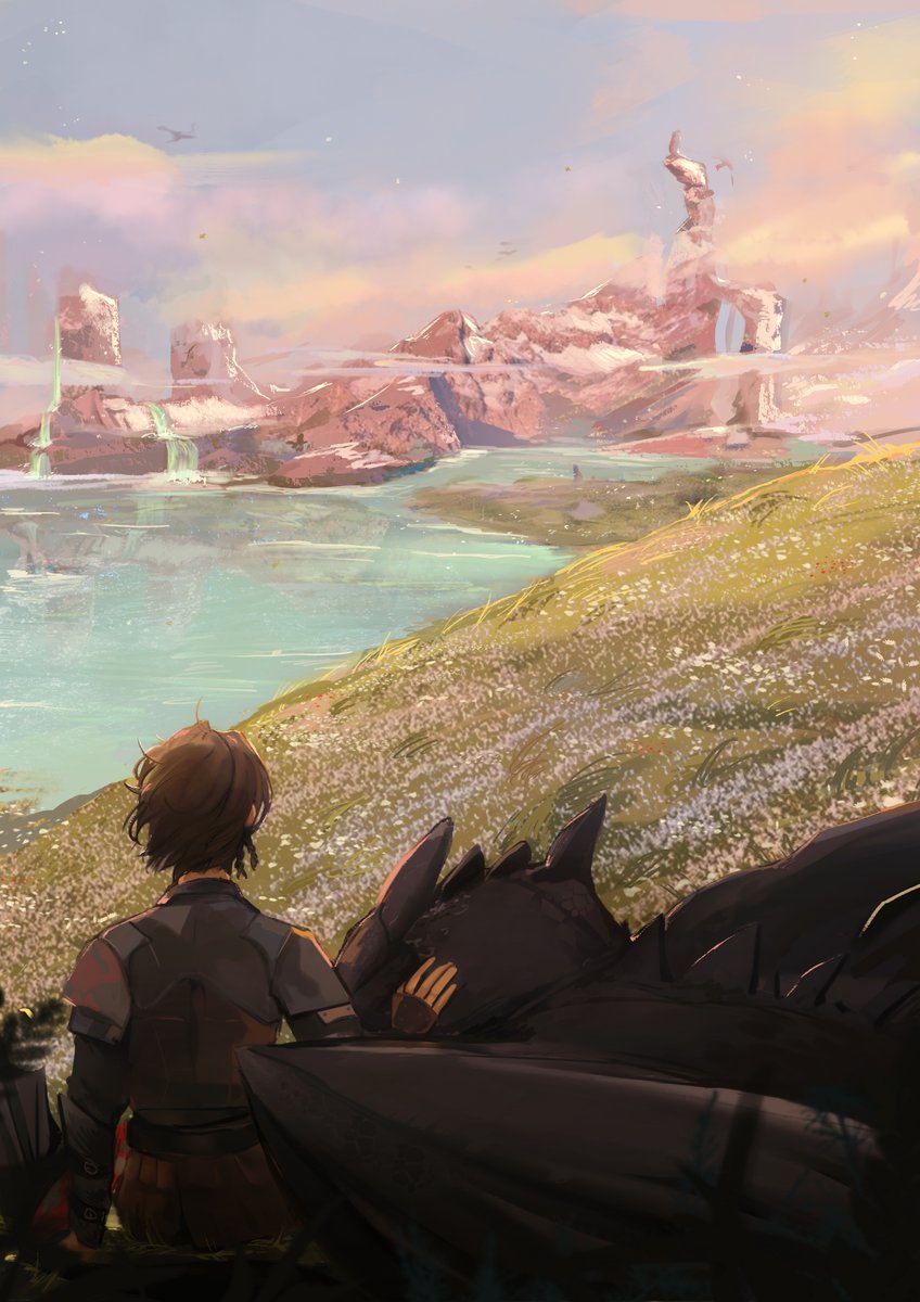 tsuyonpu's tweet photo. I really said let's pick the worst format for this Illustration-
Anyways here's the finished HTTYD Fanart!! I really hope i was able to catch the vibe that the movies give off ;; https://t.co/ZCgzHWM7nq