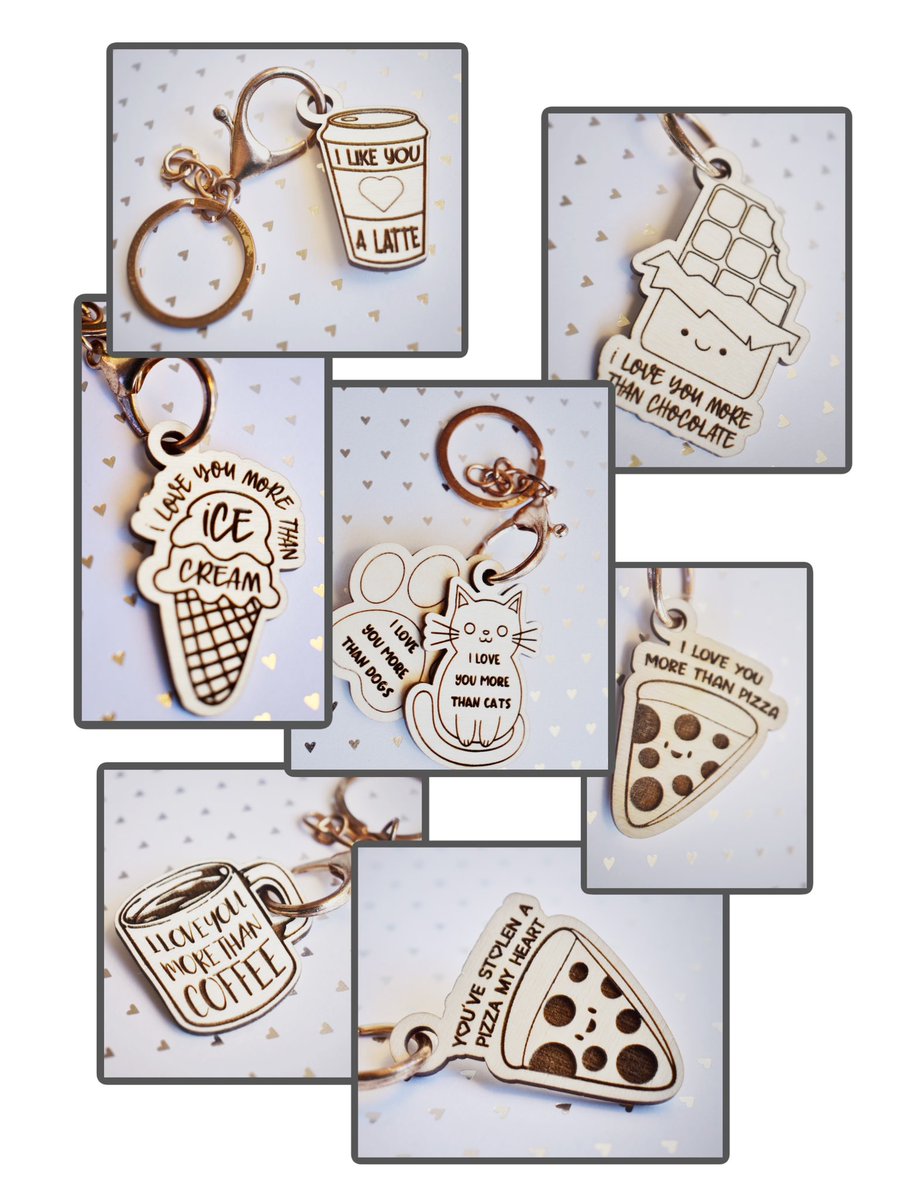 GlowforgeFiles's tweet photo. Lost of scrap wood from Christmas ornaments makes for tons of cute tiny keychain designs! 💕 https://t.co/iEFtOmdoIe