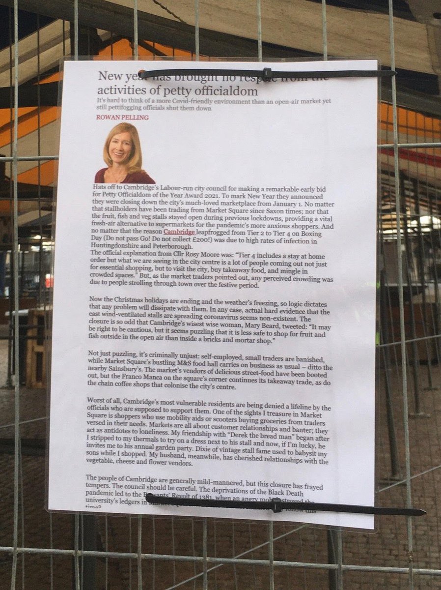 greenarteries's tweet photo. #Cambridge #Market #Closure featured in @RowanPelling column @Telegraph https://t.co/ItU7KlMTyS