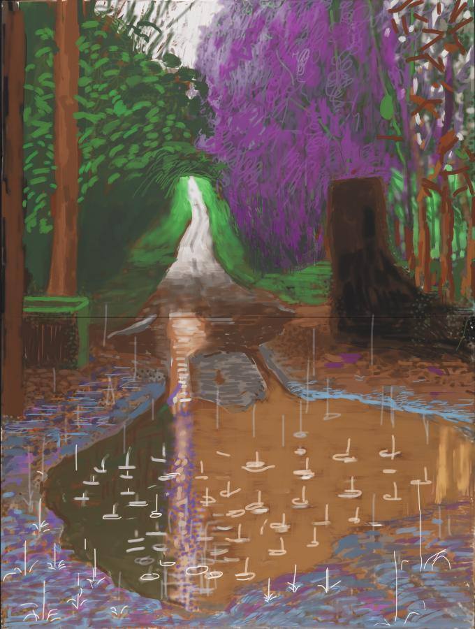 Rabih Alameddine on Twitter: "David Hockney, "Rain in May, Woldgate, East Yorkshire, 2011", iPad drawing printed on four sheets of paper 46 1/2" x 35", 93" x overall https://t.co/GZQRobBLwU" / Twitter