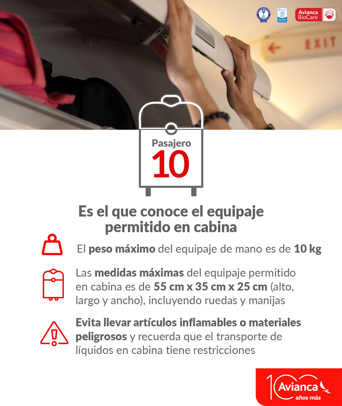 Avianca en Twitter: "Un pasajero 10 conoce maletas puede llevar en bodega sin costo adicional. Sigue estas recomendaciones: https://t.co/09omCHWBm2 y inconvenientes en el aeropuerto. #AviancaSigueVolando https://t.co/CJBjugI6Zm" / Twitter