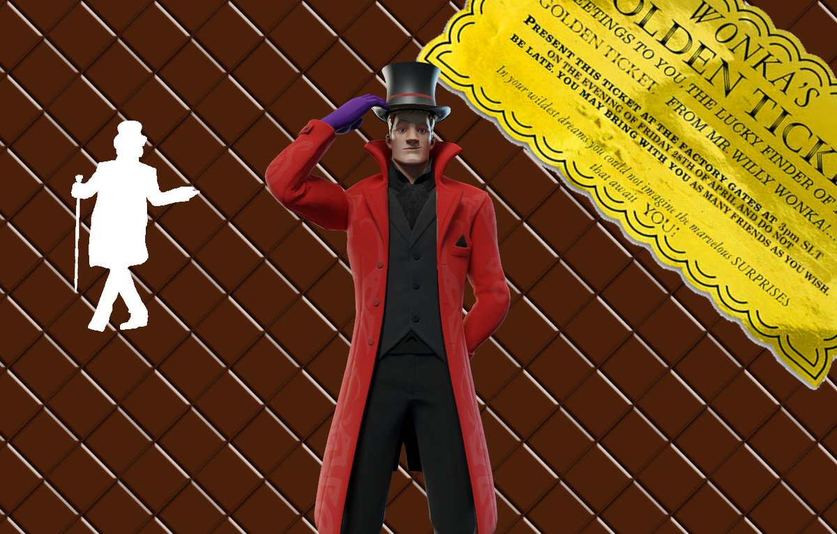 TNTina's tweet photo. If you want to view paradise Simply look around and view it!
Grab the Willy Wonka skin with the built in emote Pure Imagination in the Item Shop now!
Concept by @TnT1NA
Idea from @PizoTV
#fortnite #fortniteseason5 #fortniteart #pizo https://t.co/TSPEjEeyuq