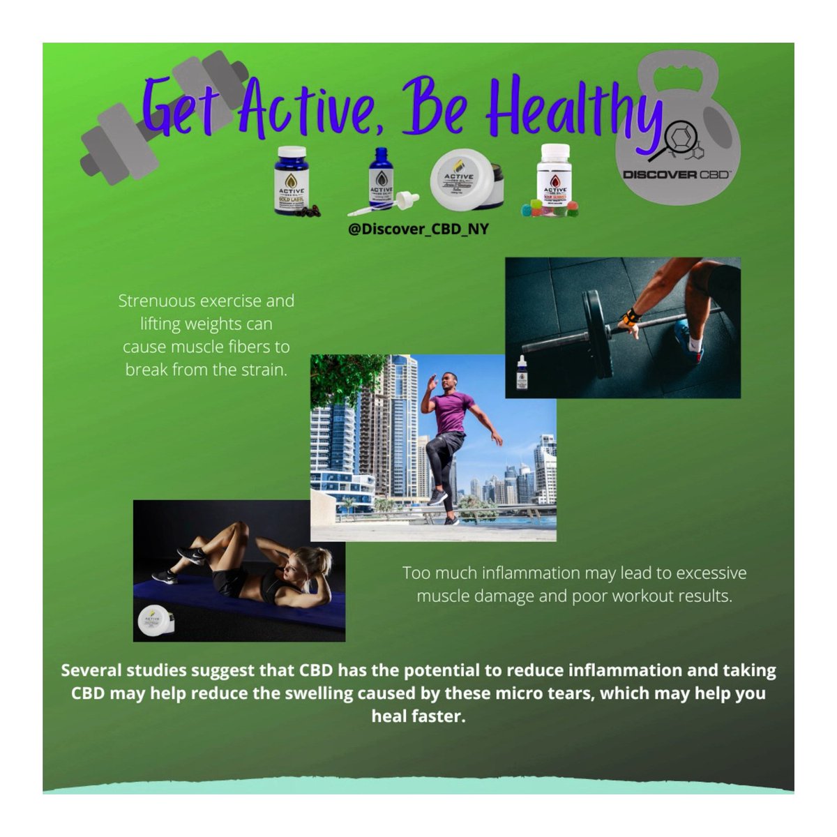 Don’t let tired, sore muscles stop you from reaching your fitness goals, try incorporating #CBD into your workout routine!