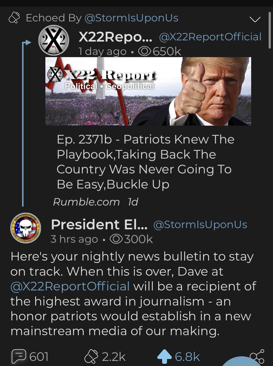 3. FOLLOW @ STORMISUPONUS ON PARLER. HE’S BEEN EXTREMELY CONSISTENT WITH HIS MESSAGES. EITHER HE IS RIGHT...OR HE’S AN OVERTLY CRUEL PSYCHOPATH. YOU BE THE JUDGE.