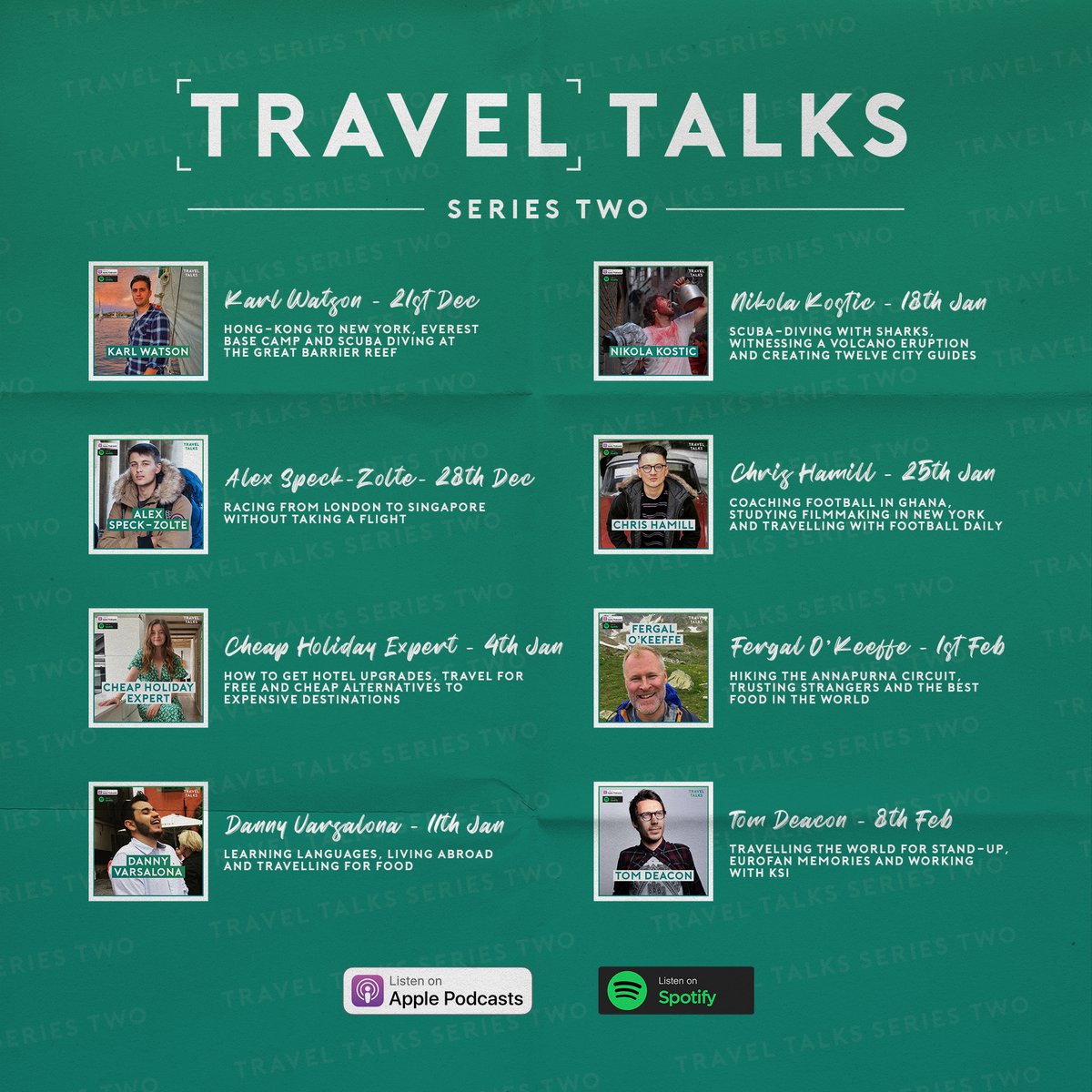#TravelTalks - Series Two 🌎⁠
⁠
Which episode are you most looking forward to? 💭⁠

Listen to the podcast here 👉 podfollow.com/1538620856

#travel #travelpodcasts #podcasts

1/3
