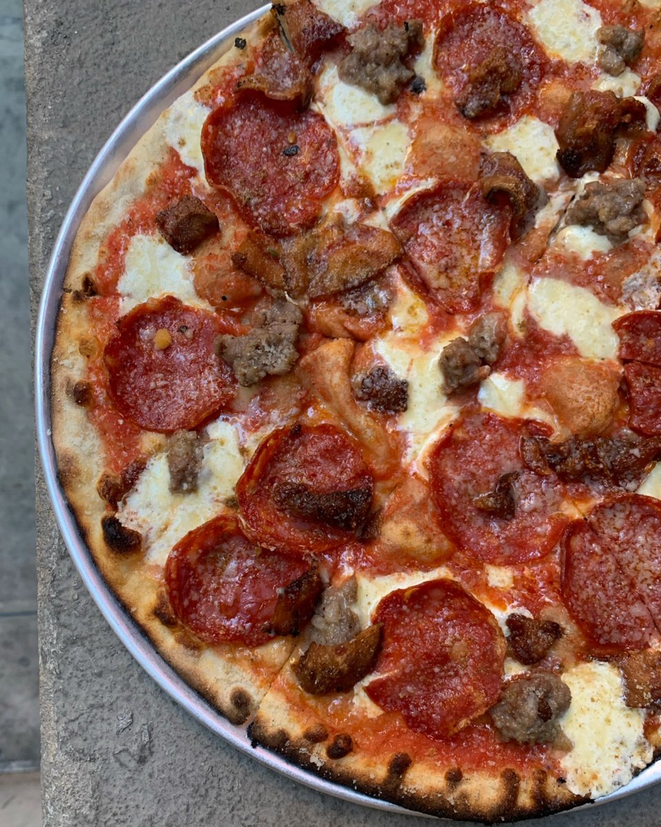 Soppressata, Guanciale, and Sausage, oh my! Grab The Butcher Pizza for pickup and delivery.  martamanhattan.com/pickup-deliver…