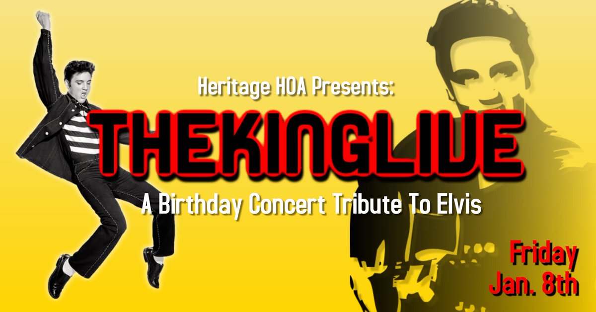 heritagehoa's tweet photo. Quick reminder! Make sure to join us this evening at the HOA Clubhouse for a ROCKIN' time celebrating Elvis' birthday!! https://t.co/CvRZap7fSx