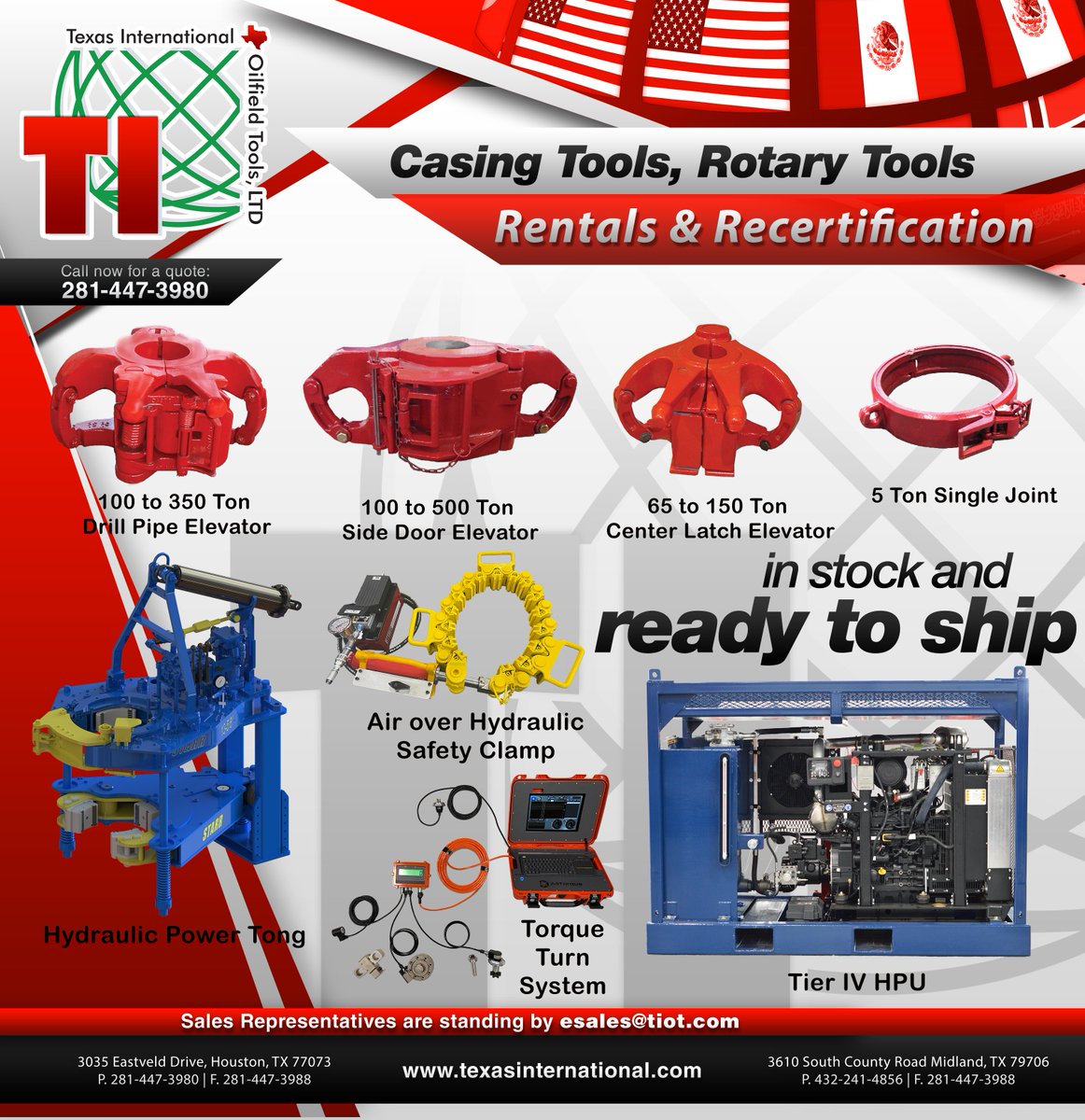 txinternational's tweet photo. New, rentals &amp; recertification handling &amp; casing tools available.
Call us today for a quote!
281-447-3980 https://t.co/Gd8jRTOcHP