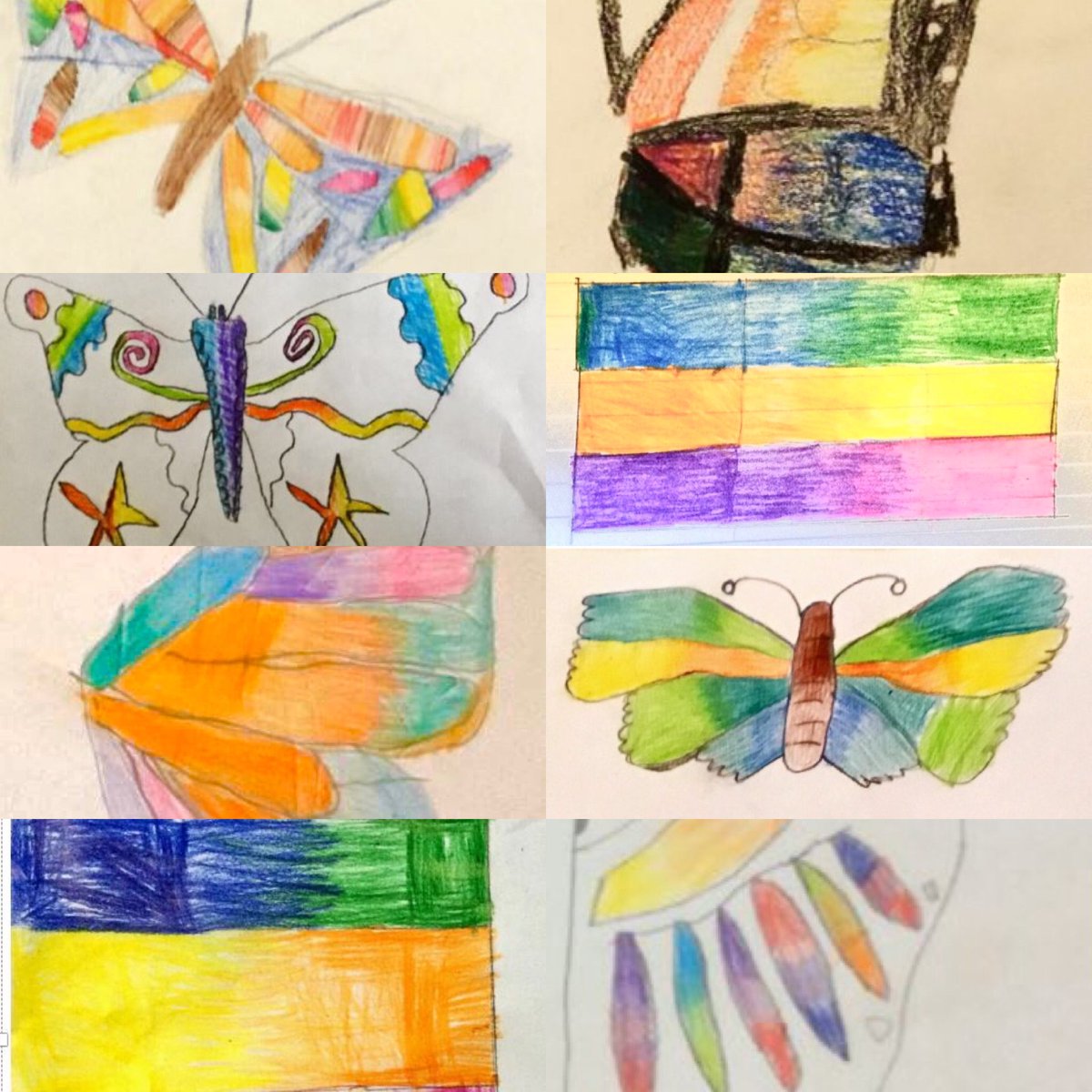 CastleCourtArt's tweet photo. Struck by how vibrant these butterflies are by Year 4, inspired by the work of artist Lucy Arnold. Lovely to see how confident with colour they are getting this year! #CastleCourtArt #iamccs #CastleCourtPrep #CastleCourtYear4 #CastleCourtCreative #CastleCourtRemoteLearning https://t.co/tTYEfobFAt