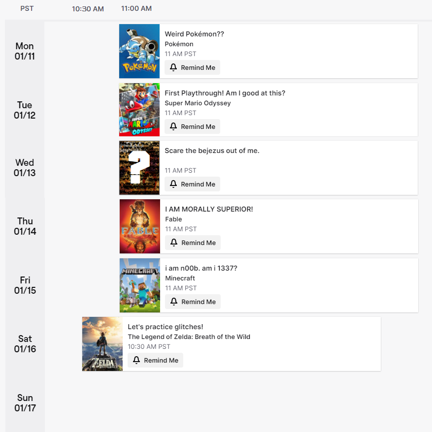 Here's my streaming schedule on twitch.tv/CazhStrats