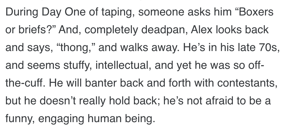 you can never read enough Alex Trebek zingers