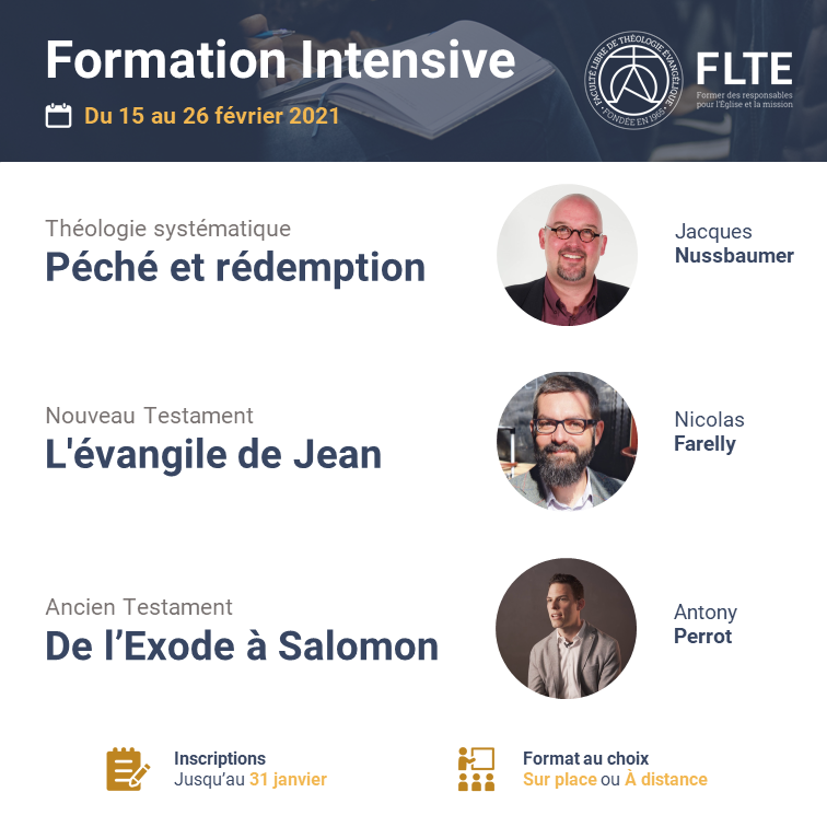FLTEvangelique's tweet photo. #FormationIntensive - la Faculté vous propose cette année un #format au choix présentiel ou à distance (avec retransmission en direct)

Si les mesures sanitaires ne permettent pas le présentiel, la formation aura tout de même lieu, 100% à distance !
#Formation #COVID19 https://t.co/DDN7qkEBHy