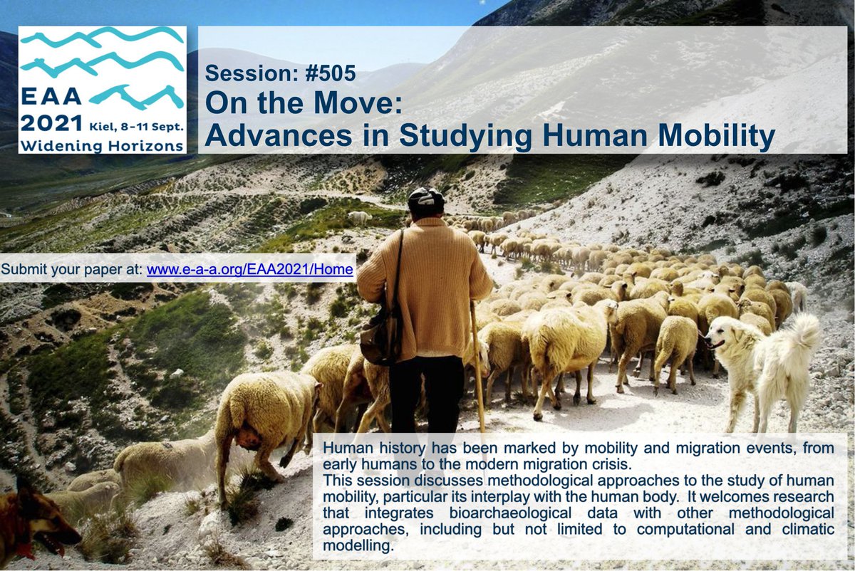📢 CALL FOR PAPERS 📢

'On The Move: Advances in Studying Human Mobility' at the <a href="/archaeologyEAA/">European Association of Archaeologists</a> Kiel, 8-11 September 2021.

Details of the conference and session at:

e-a-a.org/EAA2021/Home/E…

Any queries email me at christianne.fernee@bristol.ac.uk