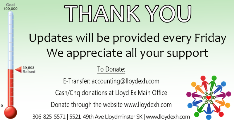 lloydexh's tweet photo. Dear Lloydminster &amp; Area....

Thank you...... so far you have raised $39,593

We are so humbled by the outpouring of support to our Association. We will update our #1000campaign every Friday!

Please spread the word... Share | Like | Donate

#1000campaign #yourlloydex https://t.co/hOnYxrD83W
