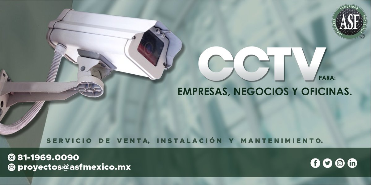 Especialistas en Cctv, para uso Industrial, Comercial y Residencial. Le ofrecemos el servicio de venta, instalación y mantenimiento. Conoce todos nuestros modelos de cctv en: asfmexico.mx proyectos@asfmexico.mx para cotizaciones. Su proyecto en las mejores manos.