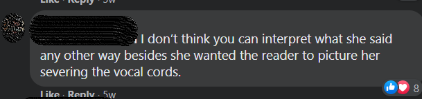 12. “Leah Torres is a bottom feeder and a stain on our society,” said one. “I don’t think you can interpret what she said any other way besides she wanted the reader to picture her severing the vocal cords,” said another.