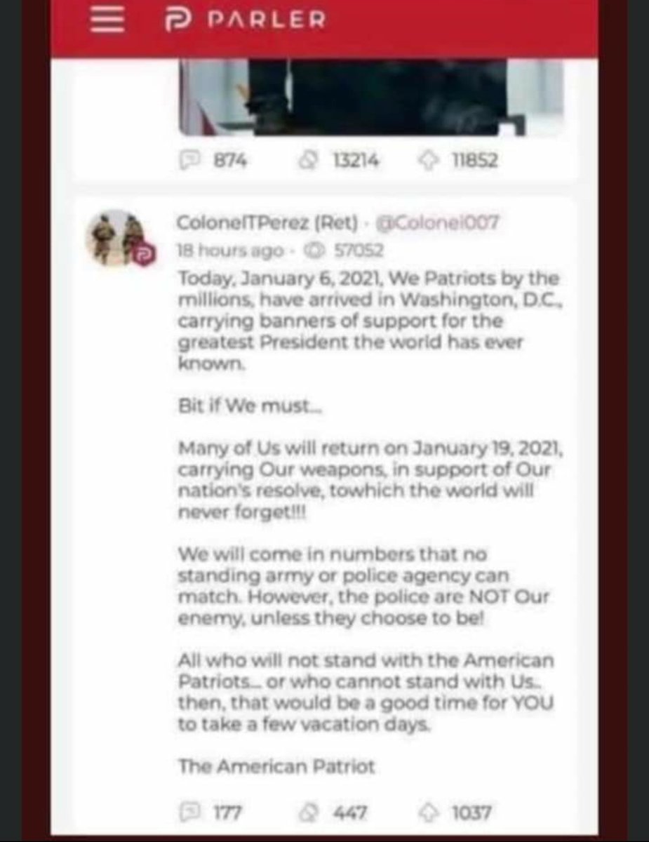 stacybrandau's tweet photo. @FBI and they're planning it again! Maybe we can take these threats seriously and not open the gates. Trump isn't attending. Seems like something bad is brewing! https://t.co/KR8MpX24S6