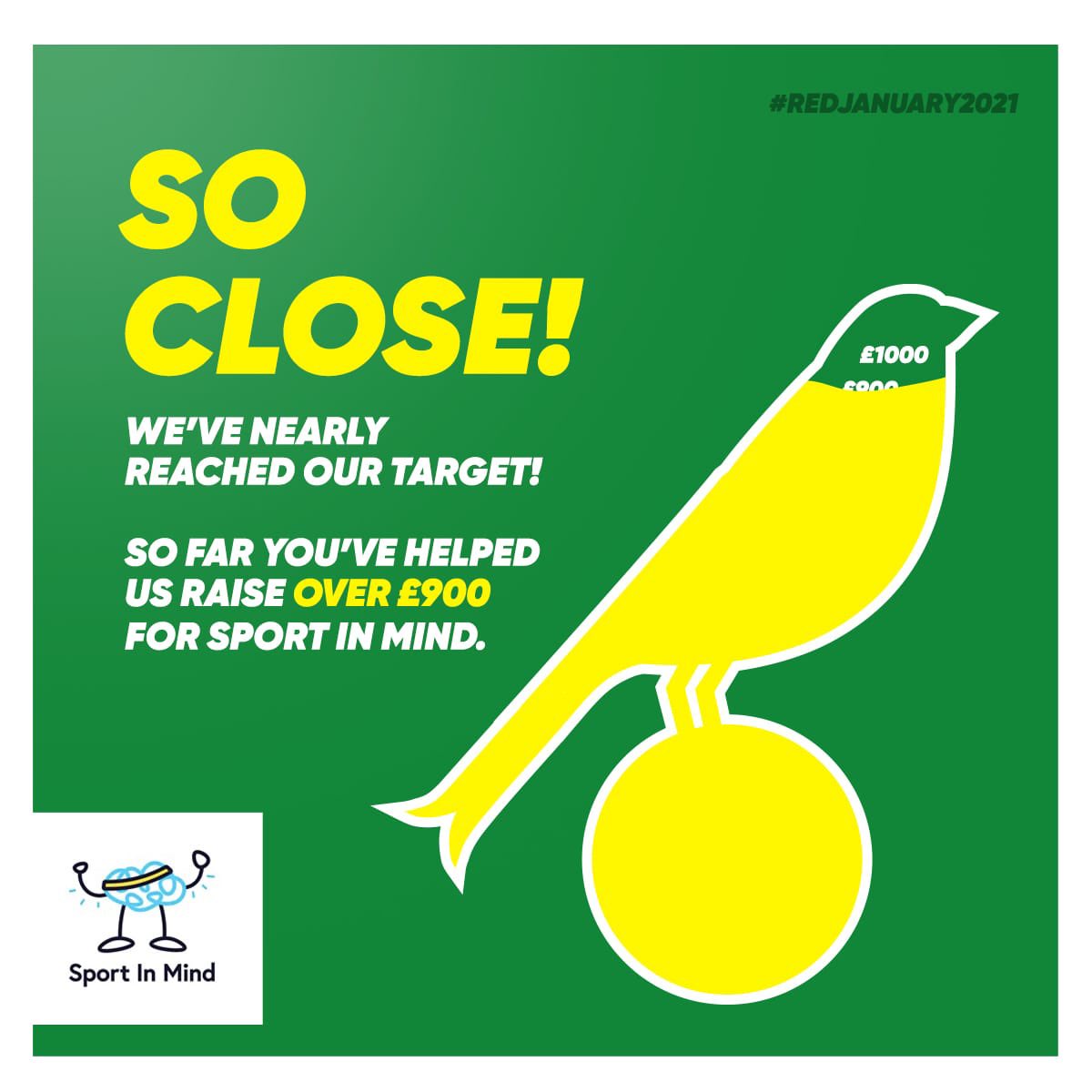 NorwichCityWFC's tweet image. We are so close...... 
Please see our pinned tweet to help us reach our target 💛💚
#RedJanuary
@sportinmind