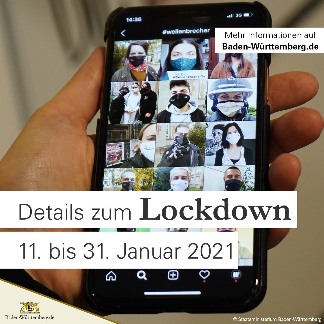 RegierungBW's tweet photo. Verlängerung und Verschärfung des Lockdowns in #BadenWürttemberg: Die bisherigen Maßnahmen bleiben bestehen, ab 11. Januar gibt es weitere Verschärfungen im ganzen Land. 
#CoronaBW #CoronaVirusDE #Lockdown #ltbw

https://t.co/ej0NQzPs9R https://t.co/DQ4THeK3TF