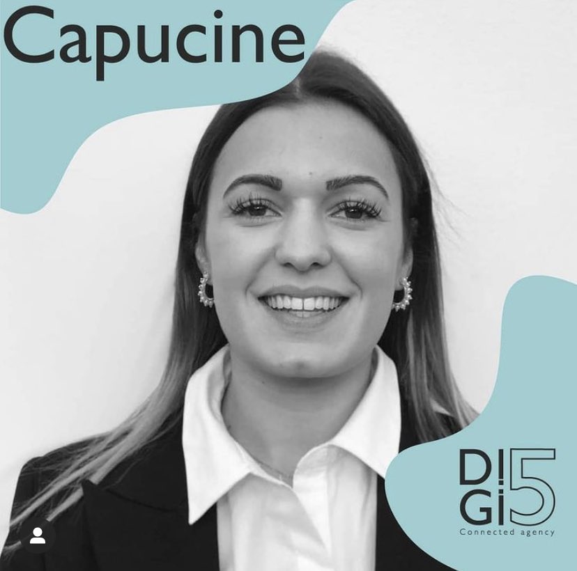 5Digi's tweet photo. Pour commencer, voici Capucine notre chargée de projets marketing ! 
Apprenez en plus sur elle sur notre compte Insta 👉🏻 https://t.co/K3TrdtDwL8

#DigitalBattle #EFAP #ICART #Bordeaux https://t.co/exdkZzUMe3