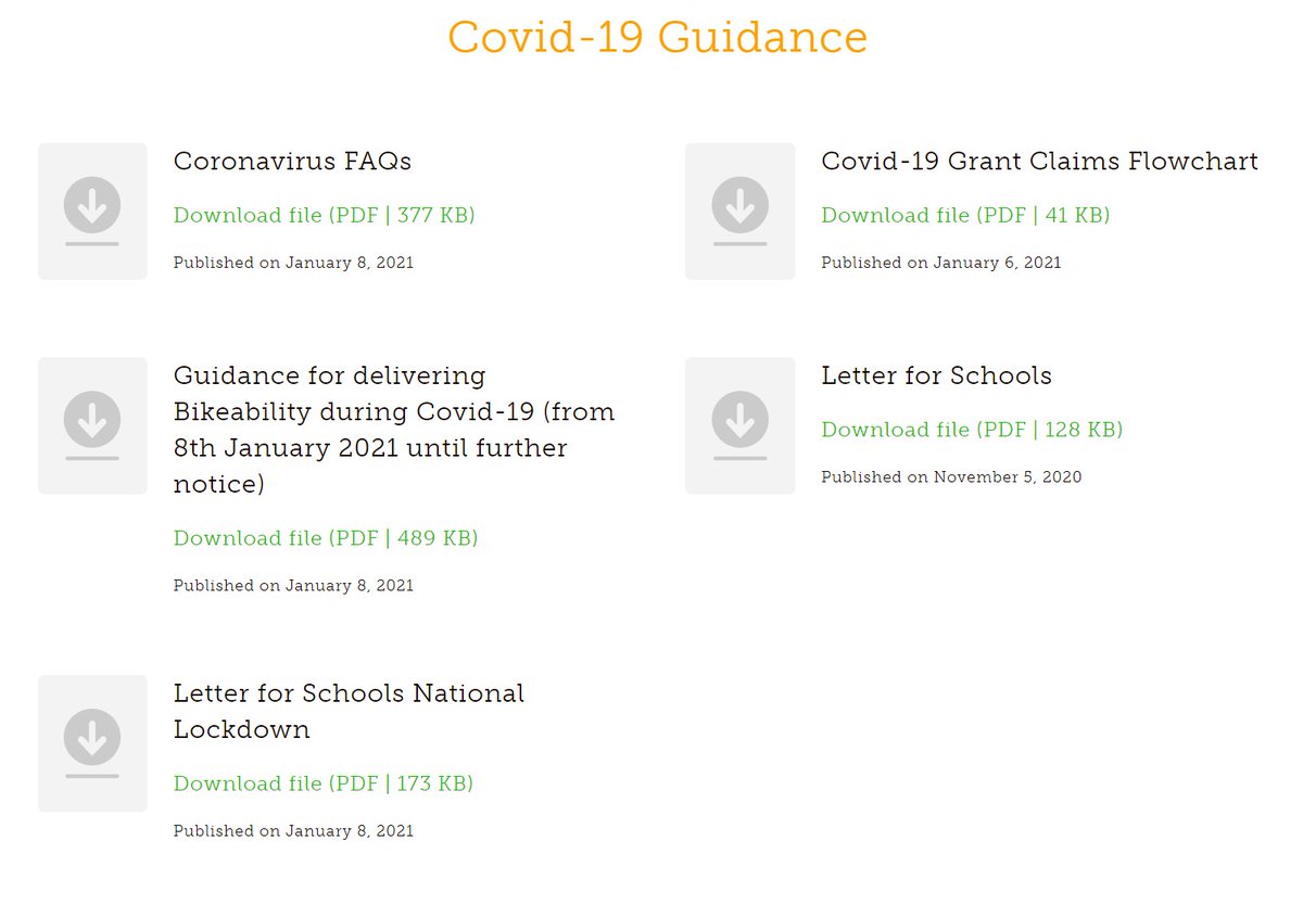 We've updated our #Covid-19 guidance today to support the Bikeability industry in light of the current national lockdown - please take a look at the new FAQs and other important delivery information on our Professionals website: professionals.bikeability.org.uk/documents/ 

#Bikeability
