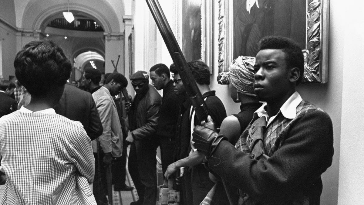 In California during the 1960s, it was perfectly normal to open carry. That’s why you see so many photos of the Black Panthers with big rifles on their shoulders. The initial purpose of the party was to patrol the Oakland Police using gun laws and reading California law books.