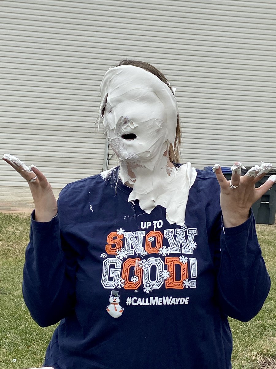 My students have been working so hard, so they got to virtually watch my daughter pie me in the face! <a href="/hutlcps/">Hutchison Farm Elem</a>