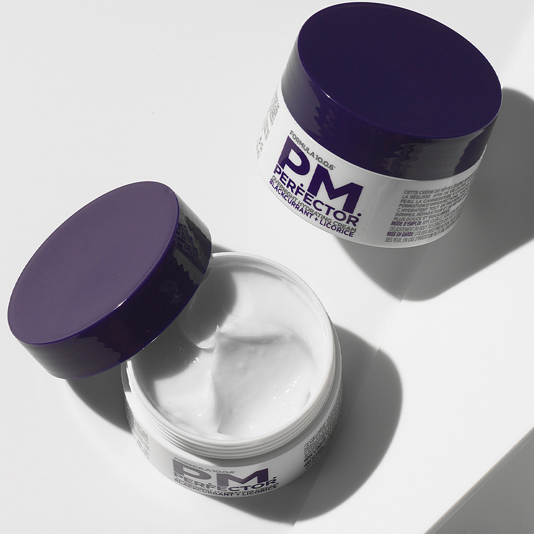 FORMULA1006US's tweet photo. Face feeling dull? Time for an overnight success! 💜 PM Perfector is our hydrating overnight moisturizer loaded with blackcurrant and licorice for a boost of antioxidants that restore and rejuvenate. https://t.co/KjKpi69ek1