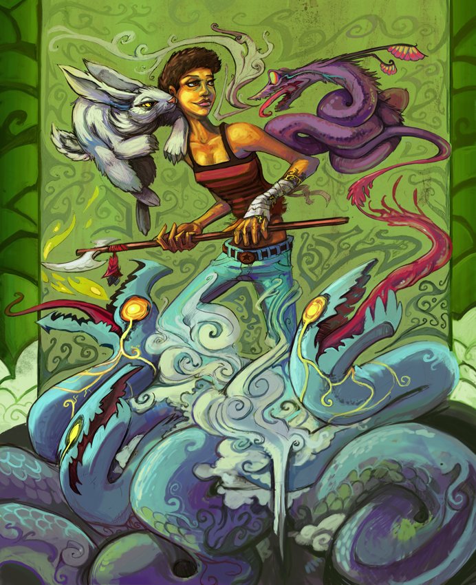 I've been drawing gross, drippy things for a long ass time though. As a kid, I drew dragons endlessly. By the time I got to college, I had sorta stylized them to weird.. cartoon worm things. Here's 2 examples from *squints* 2008. I painted myself way more back then. Feeling old.