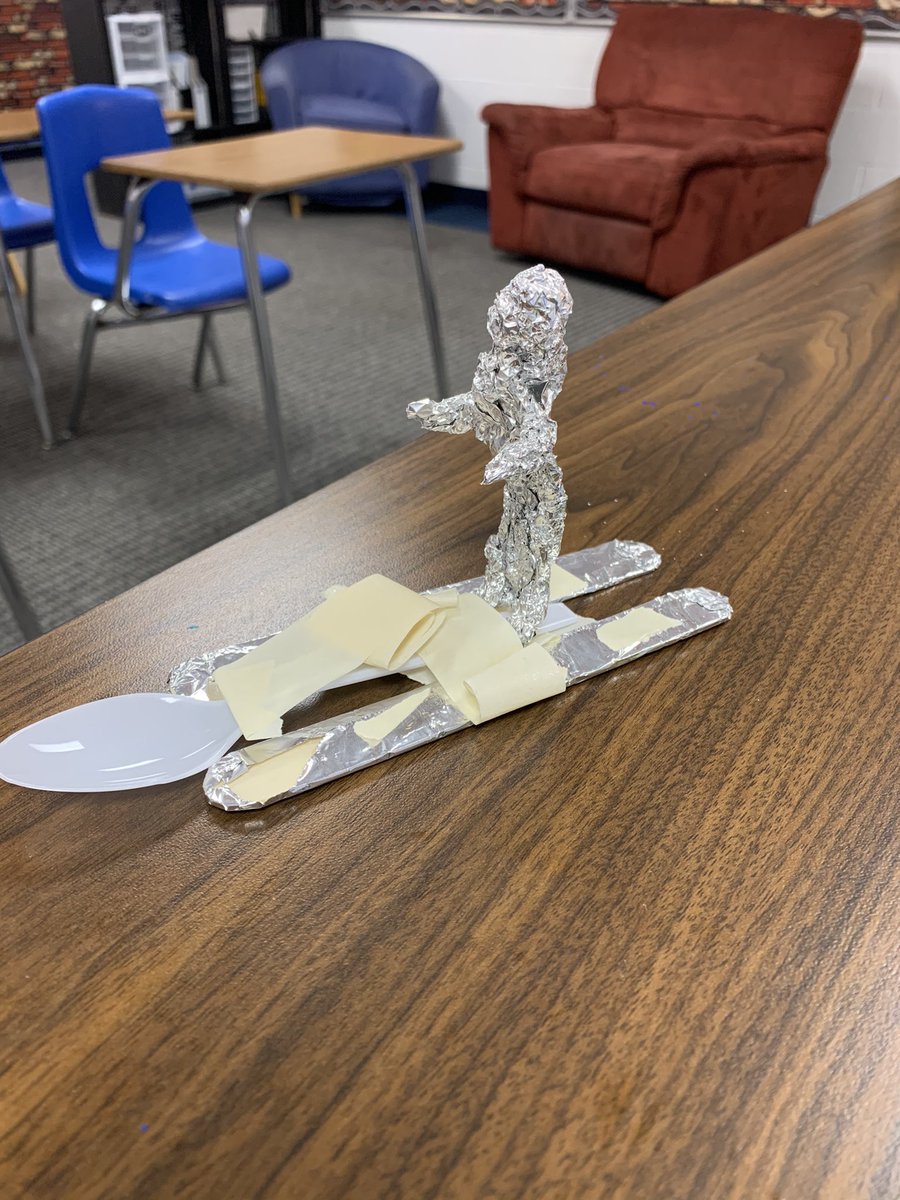 Our winning skier in our STEM day activity. Races were so close we had to use slo-no video recording to find the winners! #RobinsonISD