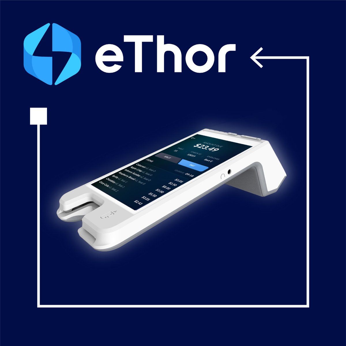 eThor's tweet photo. Don't be square, be eThor. If we're good enough for Silicon Valley restaurants, we've got to be good, right? 😉

#eThor #cooltech #contactlesspayments #pos #clover https://t.co/WNOziFNkEY