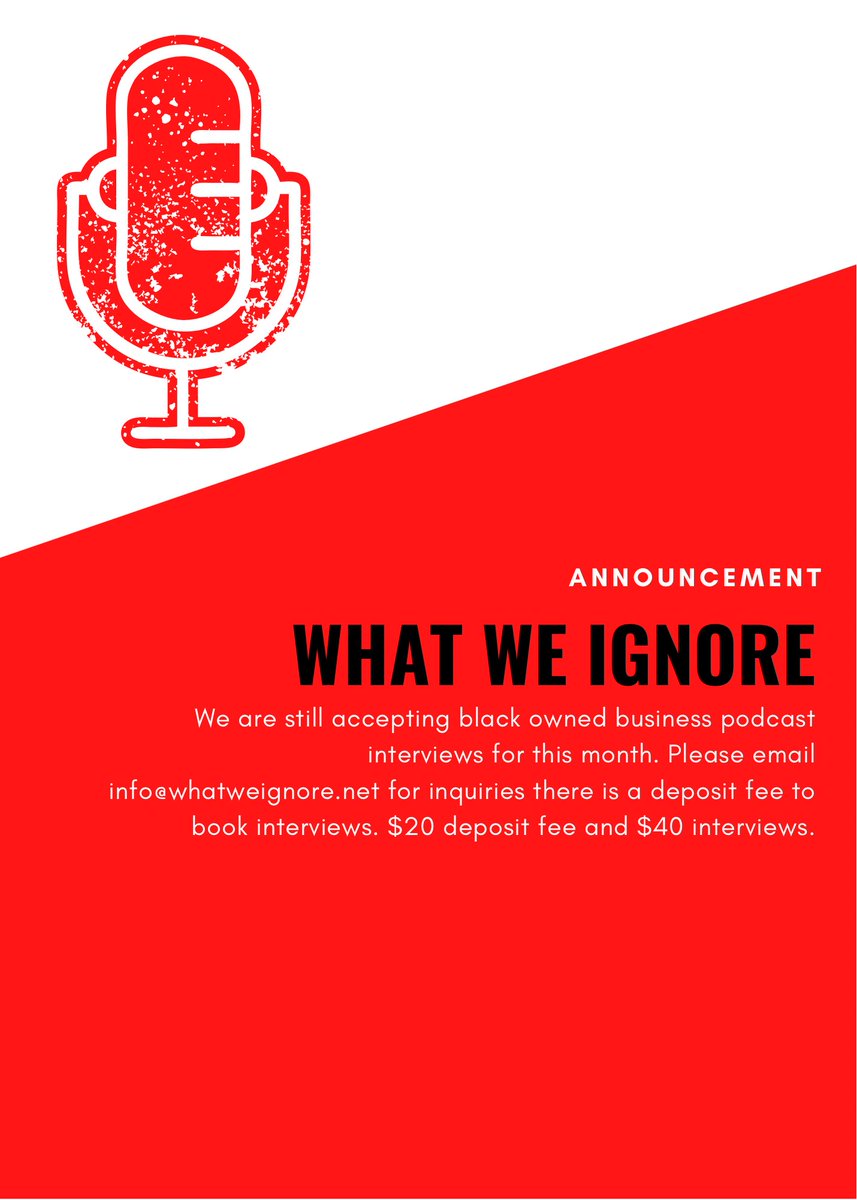 whatweignore's tweet photo. Let’s bring in the new year bringing exposure to your brand. What better way then to be featured on the What We Ignore podcast for a discounted rate. Let’s start the year right. Review the following information to book a interview.❤️ #WWE #2021 https://t.co/aEMICV6Dbz