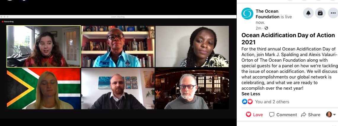 OA_Alliance's tweet photo. Watching #OADayofAction hosted by @oceanfdn with partners in Mauritius and Jamaica!  

@avalaurio “I learned about OA when I was in high school, &amp; interested in marine biology.  I started a FB group when I was 18 to raise awareness!" 

#oceanhero

Watch live at: Facebook/oceanfdn https://t.co/n5Trw89pa4