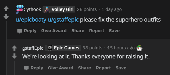 FireMonkey's tweet photo. According to Epic Games on Reddit, they are now looking into the whole situation with fully black superhero outfits being almost impossible to spot. https://t.co/Y6P8vf6udb