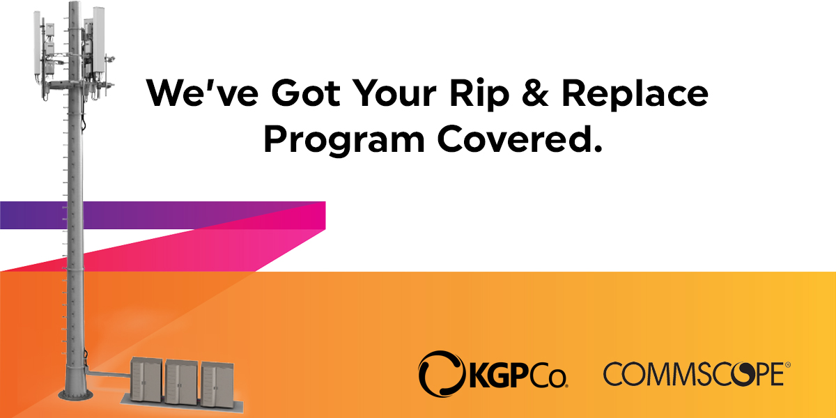 KGPCo's tweet photo. KGPCo can help you execute mandated rip and replace project work with CommScope’s Rip &amp; Replace products, stocked by KGPCo. 

Learn more about the products needed to comply with legislation, including base station antennas, power solutions, and more at https://t.co/JOsBRc6GbW https://t.co/ojD48DxqKM