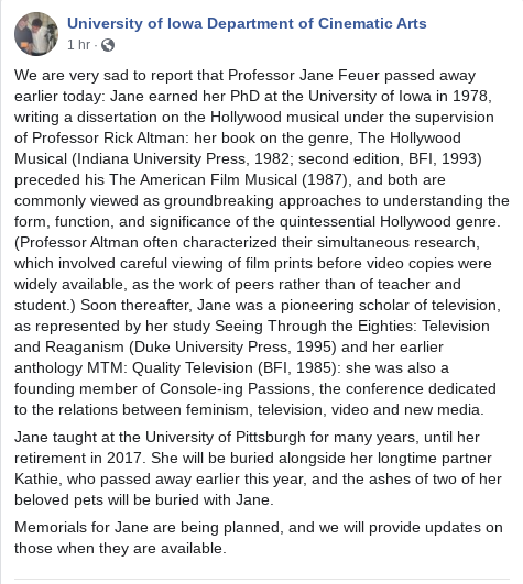 fast_learner's tweet image. RIP Jane Feuer...